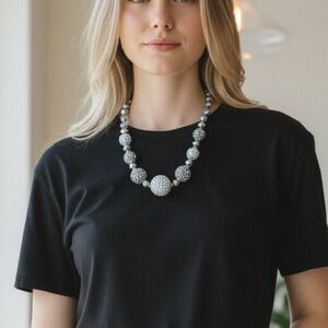 41 Silver Beaded adjustable Necklace